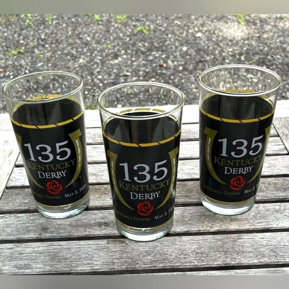 NWT | Kentucky Derby 135th | 2009 Souvenir Frosted Highball Glasses | Set Of 3